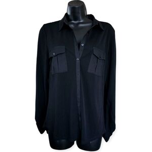 ❤️Ann Taylor Black Button Up Blouse☆